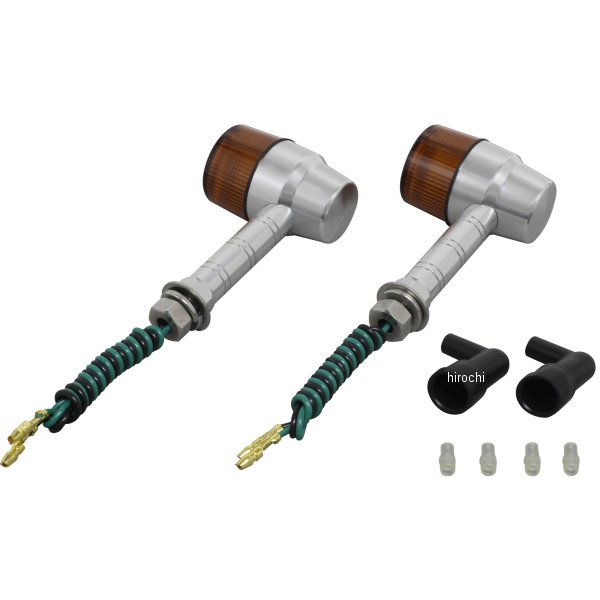 ポッシュ POSH アルミマシンドウインカー スーパーバイクミニ スーパーロングステー シングル球 シルバー/オレンジ