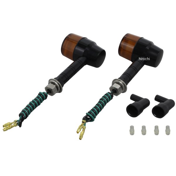 ポッシュ POSH アルミマシンドウインカー スーパーバイクミニ スーパーロングステー シングル球 黒/オレンジ