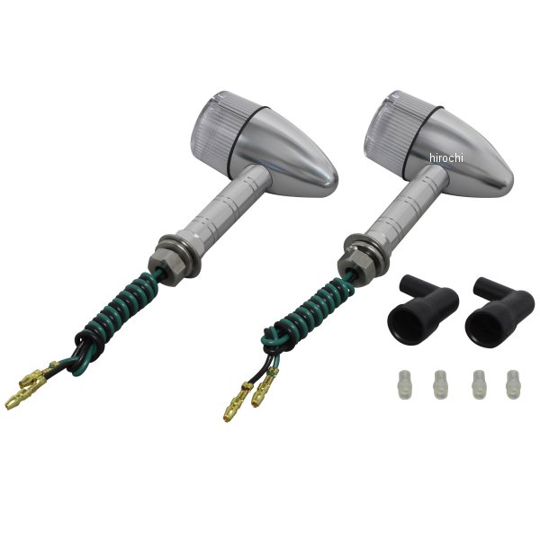 ポッシュ POSH アルミマシンドウインカー 砲弾タイプ スーパーロングステー シングル球 シルバー/クリア