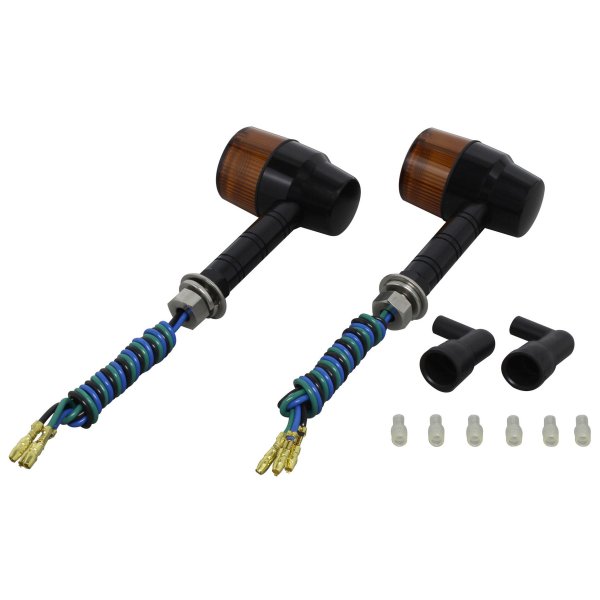 ポッシュ POSH アルミマシンドウインカー スーパーバイクミニ スーパーロングステー ダブル球 黒/オレンジ