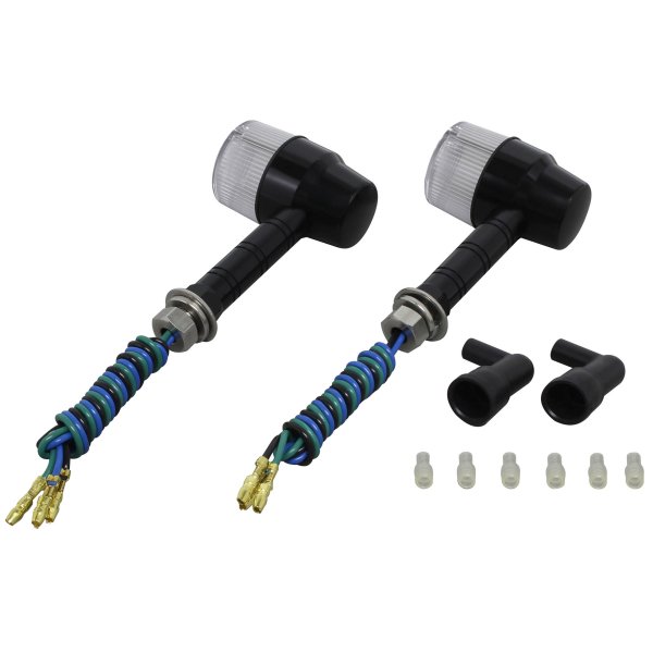 ポッシュ POSH アルミマシンドウインカー スーパーバイクミニ スーパーロングステー ダブル球 黒/クリア