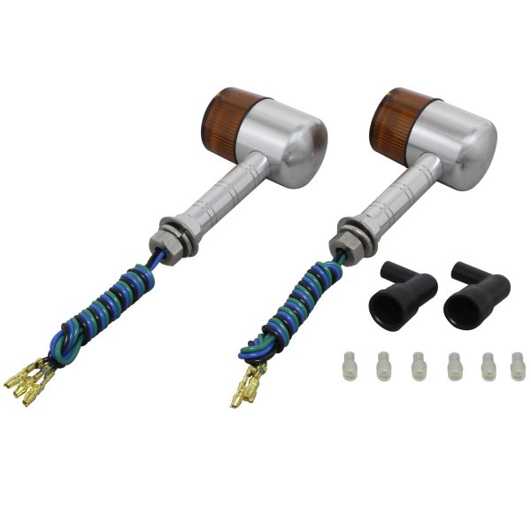 ポッシュ POSH アルミマシンドウインカー71 スーパーロングステー ダブル球 シルバー/オレンジ