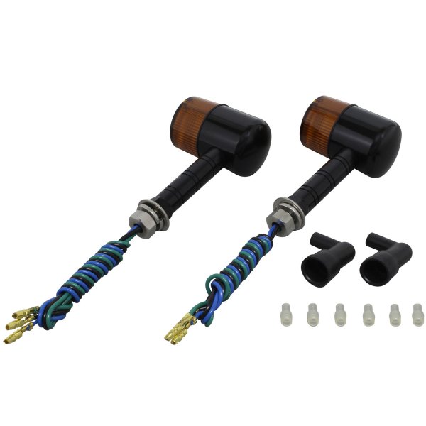 ポッシュ POSH アルミマシンドウインカー71 スーパーロングステー ダブル球 黒/オレンジ