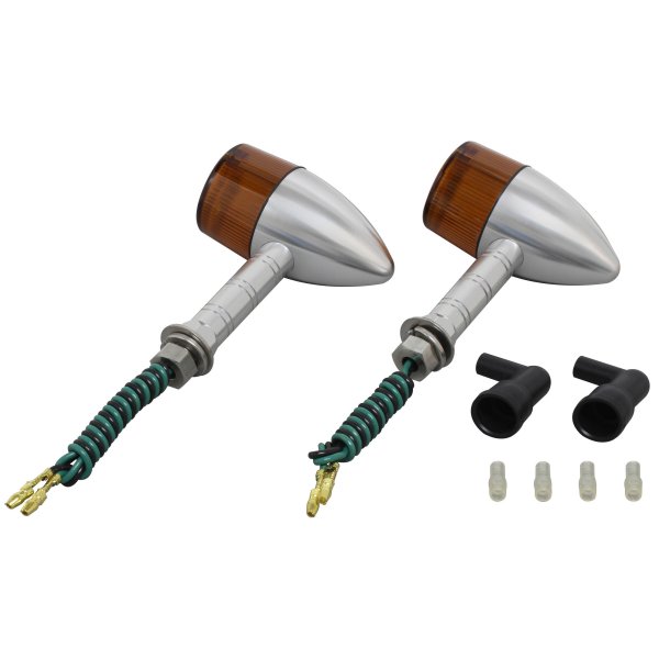 ポッシュ POSH ミドルマシンドウインカー砲弾タイプ スーパーロングステー シングル球 シルバー/オレンジ