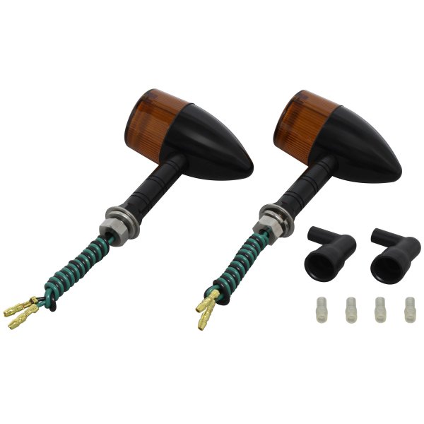 ポッシュ POSH ミドルマシンドウインカー砲弾タイプ スーパーロングステー シングル球 黒/オレンジ