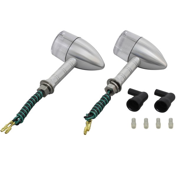 ポッシュ POSH ミドルマシンドウインカー砲弾タイプ スーパーロングステー シングル球 シルバー/クリア