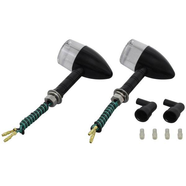 ポッシュ POSH ミドルマシンドウインカー砲弾タイプ スーパーロングステー シングル球 黒/クリア