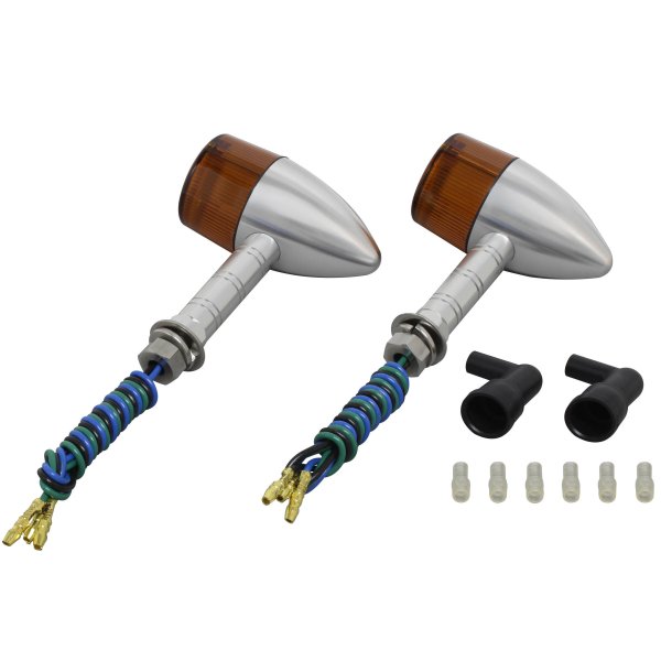 ポッシュ POSH ミドルマシンドウインカー砲弾タイプ スーパーロングステー ダブル球 シルバー/オレンジ