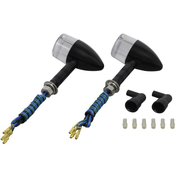 ポッシュ POSH ミドルマシンドウインカー砲弾タイプ スーパーロングステー ダブル球 黒/クリア