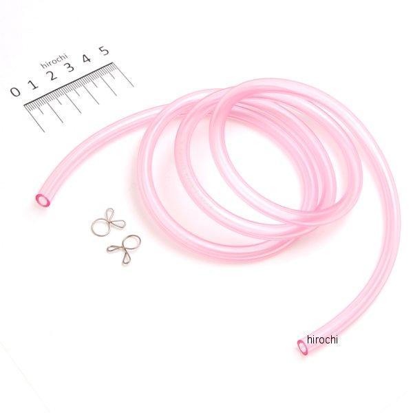 耐油ピンクホース ガソリン対応 クリップ付4φx7φx1m