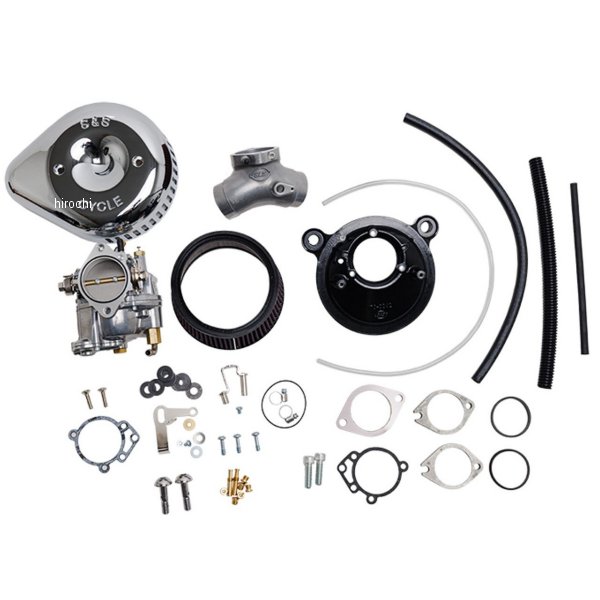 S&Sサイクル スーパーGキャブレター&スラッシャーティアドロップステルスエアクリーナー 84年-99年 ビッグツイン クローム
