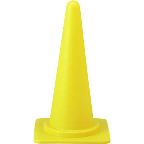112-7569 カラーコーン 黄 高さ700mm RC-1Y ベース385mm角 ポリエチレン製