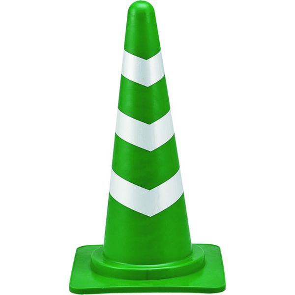 カラーコーン 緑/白反射シート SRC-1G 高さ：700mm ベース：385mm角 反射タイプ ポリエチレン製
