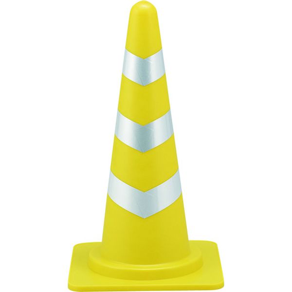 カラーコーン 黄/白反射シート SRC-1Y 高さ：700mm ベース：385mm角 反射タイプ ポリエチレン製