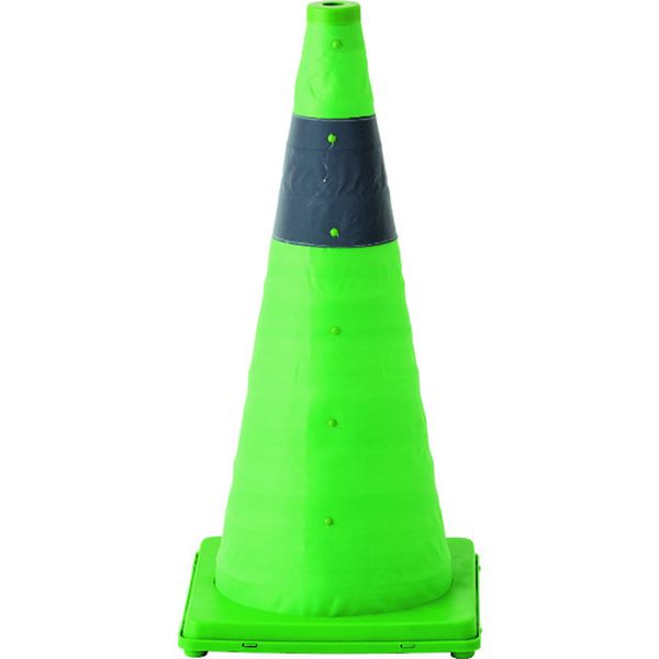 伸縮式三角コーン 緑 伸縮コーン-G(大) 高さ620mm(ベース295mm角) 反射材付