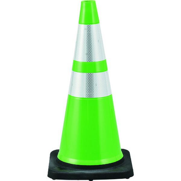 カラーコーン 緑/白反射シート PVCコーン-GH 高さ：710mm ベース：360mm角 高輝度反射タイプ PVC製