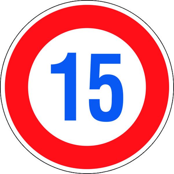 道路標識(構内用) 制限速度15キロ 道路323-15K(AL) 600mmΦ 反射タイプ アルミ製