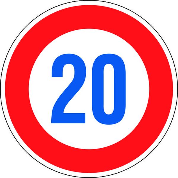道路標識(構内用) 制限速度20キロ 道路323-20K(AL) 600mmΦ 反射タイプ アルミ製