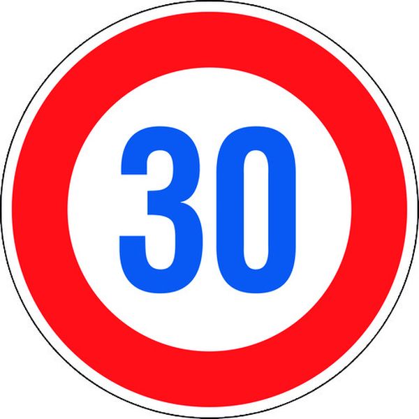道路標識(構内用) 制限速度30キロ 道路323-30K(AL) 600mmΦ 反射タイプ アルミ製