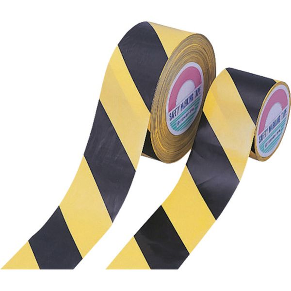 814-9755 バリケードテープ(標識テープ) 黄/黒 BT-751 75mm幅×100m 非粘着