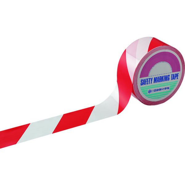 114-0538 バリケードテープ(標識テープ) 赤/白 BT-505 50mm幅×50m 非粘着タイプ