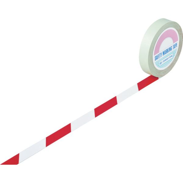ガードテープ(ラインテープ) 白/赤(トラ柄) 25mm幅×20m