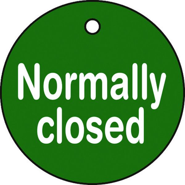 バルブ開閉札 Normally closed(緑) 50mmΦ 両面表示 PET