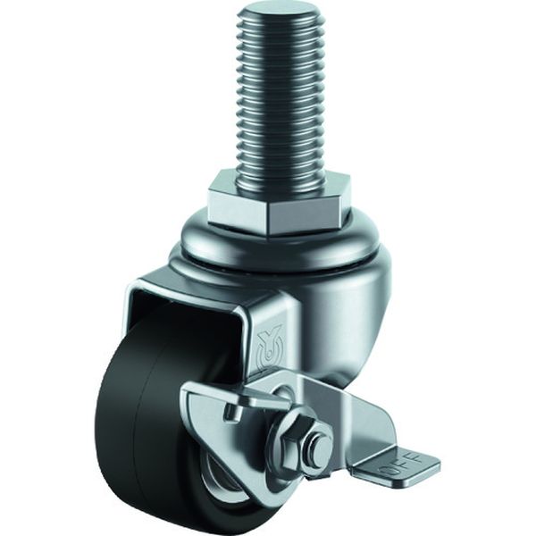 ねじ込み式 自在 低床キャスター 強化ナイロン 車輪径50mm ストッパー付 HT-S ネジ寸法M20×40ピッチ2.5