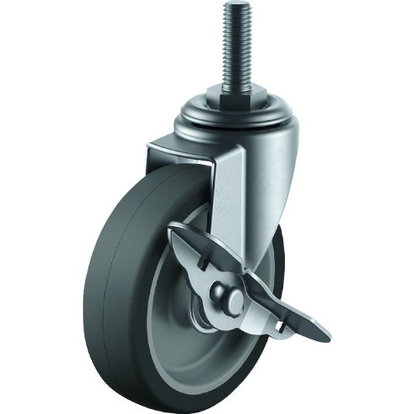ねじ込み式 自在 ステンレスキャスター エラストマー 車輪径100mm ネジ寸法M12×35ピッチ1.75