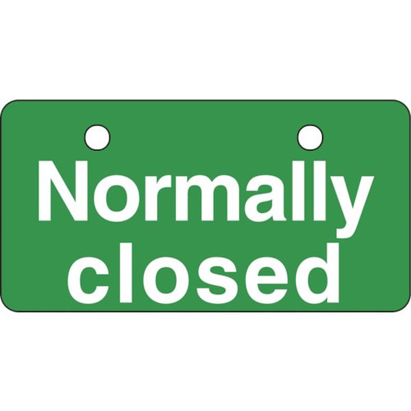 バルブ開閉札 Normally closed(常時閉)・緑 50×100