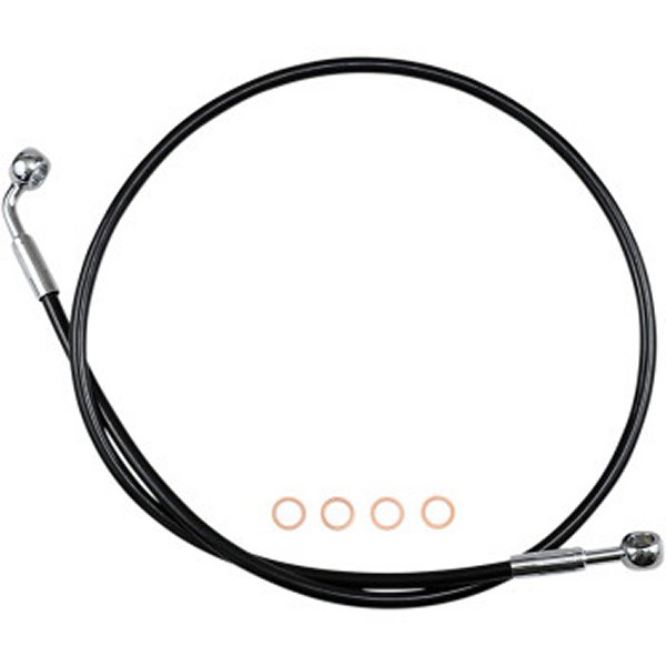 フロントブレーキライン XR 04年-09年 XL883 ABS無 黒/クローム 標準長 +2インチ