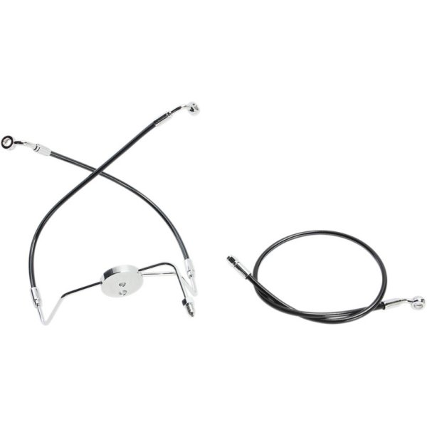 フロントブレーキライン XR FLHT 黒/クローム 標準長+4インチ(102mm)