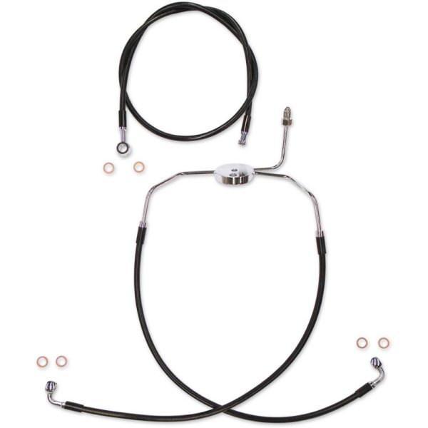 フロントブレーキライン XR FLHR 黒/クローム 標準長 16.25"/23" 43350-96C