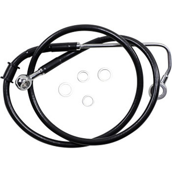 フロント ブレーキライン 黒ステンレス 15年-17年 FLSTC ABS付 アッパー +4インチ(39.75インチ)