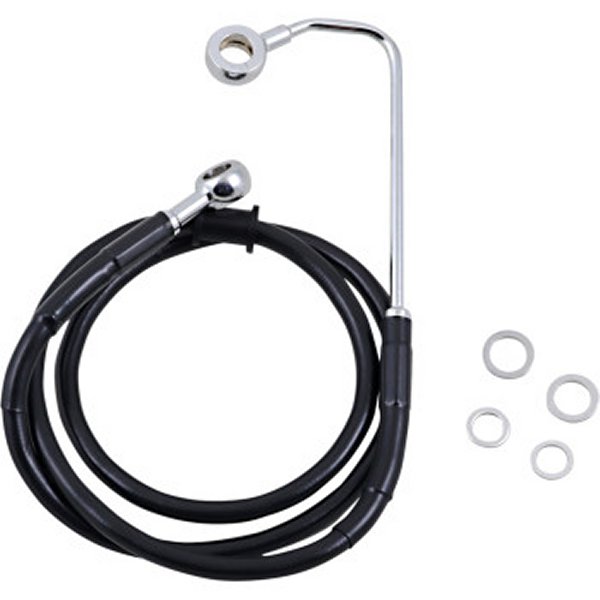 フロント ブレーキライン 黒ステンレス 15年-17年 FLSTC ABS付 アッパー +6インチ(41.75インチ)