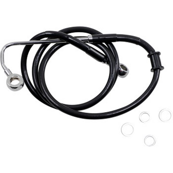 フロント ブレーキライン 黒ステンレス 15年-17年 FLSTC ABS付 アッパー +8インチ(43.75インチ)