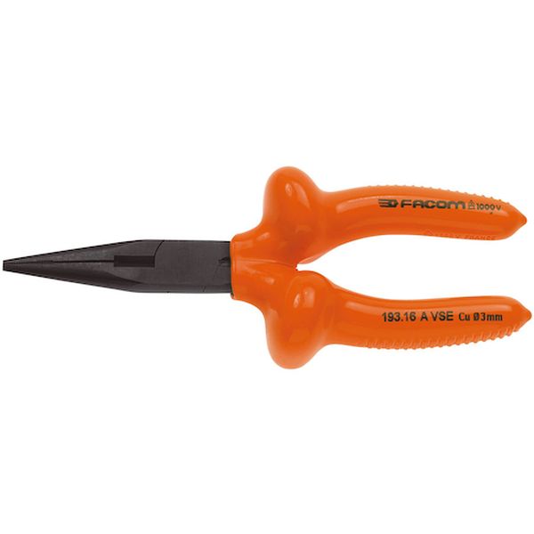 193.16AVSE  絶縁工具 ロングハーフラウンドノーズプライヤ 170mm