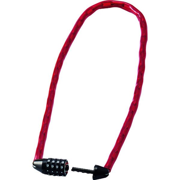 106-1564 チェーンロック(ダイヤル錠タイプ) 赤 CD-100R 全長1000mm フリーダイヤル