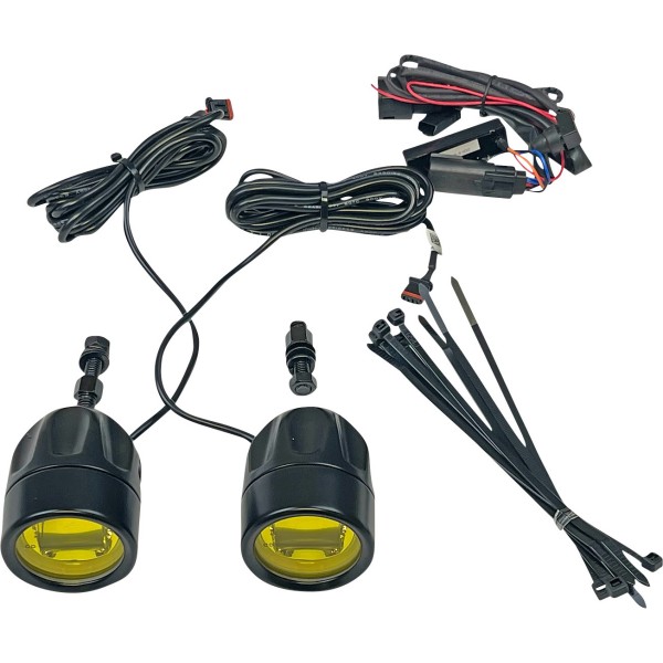 フォグランプ 14年-22年 ハーレー FLHXS イエローレンズ/黒