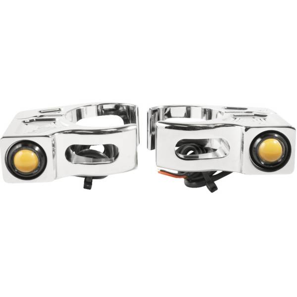 フォークマウント LEDウインカー 39mm アンバー/クローム