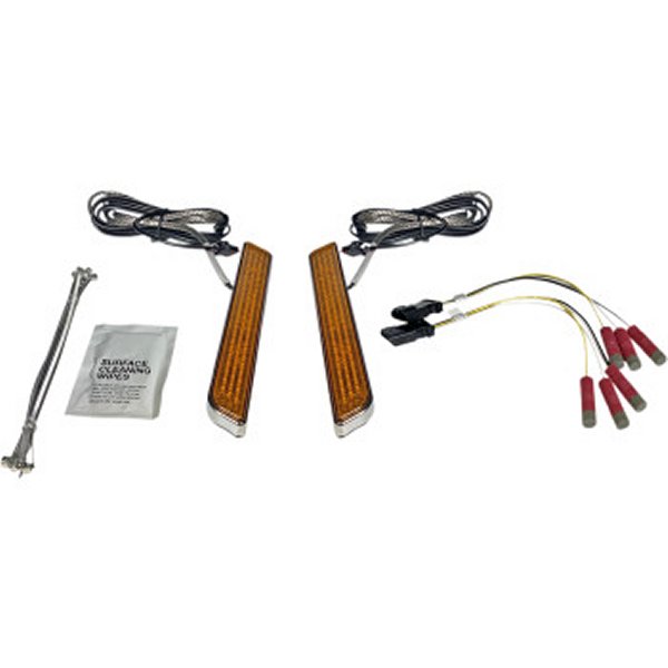 カスタム ダイナミクス LEDフォークライト 汎用 アンバー/クローム