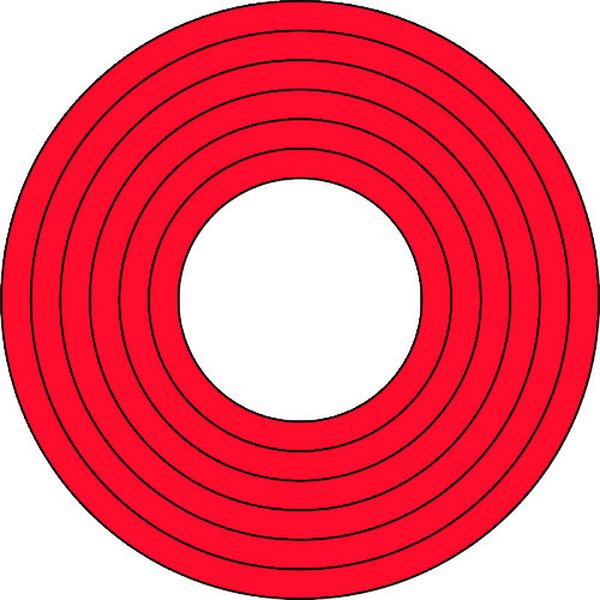 815-1307 マーキング用ステッカー 赤 マーキング-100R 内径40-90mmΦ 10枚組 PET