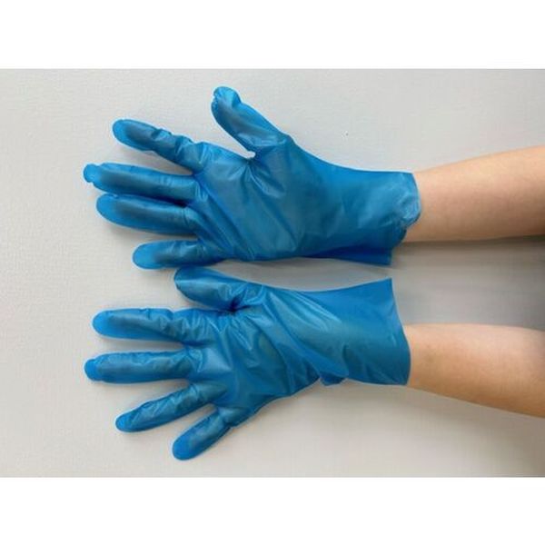 2114BSS 668-1969  ポリエチレン手袋ストレッチアルファ ブルー SSサイズ