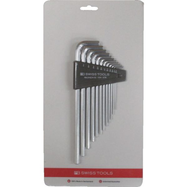 214ZH12CN 824-5552 ロング六角棒レンチセット12本組 インチサイズ(ブリスターパック入り)