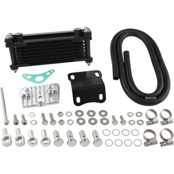 オイルクーラーKIT ヘッドライトボトムマウント 取り出し付き モンキー、ゴリラ ブラックパイプ