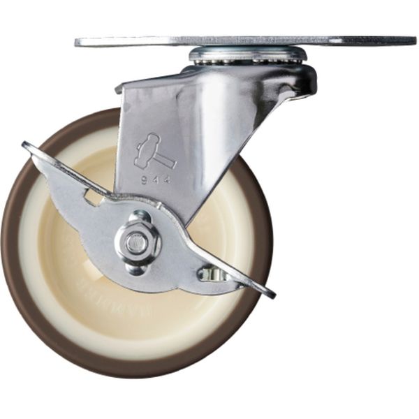 215EUR75 814-1830 Eシリーズコーナー 旋回式ウレタン車輪(ナイロンホイール)75mm ストッパー付