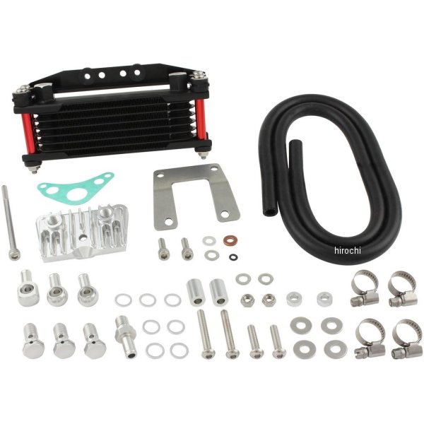 オイルクーラーKIT ヘッドボトムマウント 取り出し付き スーパーカブ50/70/90、リトルカブ レッドパイプ