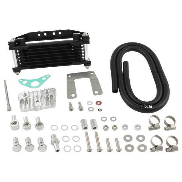オイルクーラーKIT ヘッドボトムマウント 取り出し付き スーパーカブ50/70/90、リトルカブ シルバーパイプ