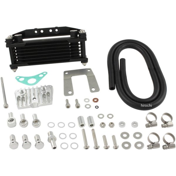 オイルクーラーKIT ヘッドボトムマウント 取り出し付き スーパーカブ50/70/90、リトルカブ ブラックパイプ