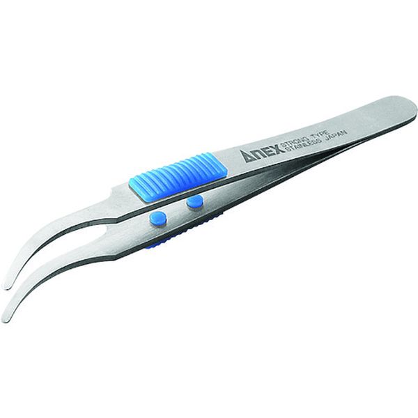 858-5896  ラバーグリップ付ステンレスピンセット先丸鷲型120m